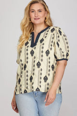 #18 Navy/Cream Blouse