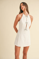 Load image into Gallery viewer, HALTER BOW DETAILED MINI DRESS
