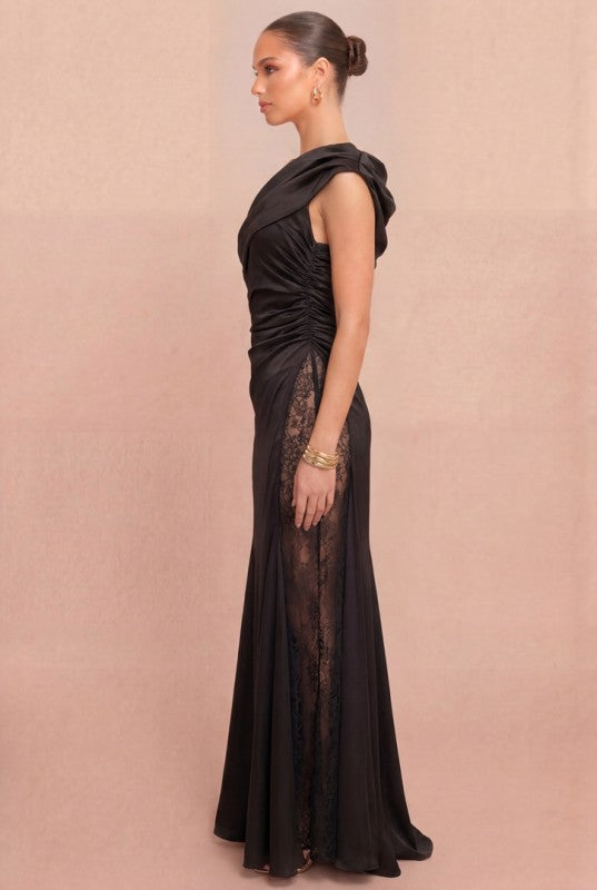 BLACK SATIN DRESS