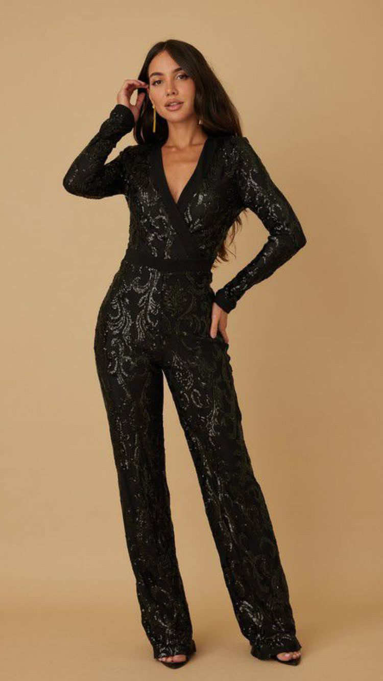 Sequins Long Sleeve Jumpsuit