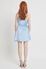 Load image into Gallery viewer, PLEATED ONE SHOULDER SATIN DRESS
