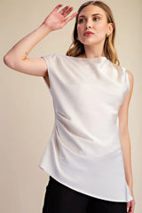 NECK ASYMMETRIC DRAPE TOP