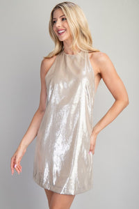 Champagne Mini Halter Dress