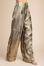 Load image into Gallery viewer, HIGH WAIST METALLIC WIDE LEG PANTS
