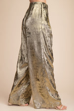 Load image into Gallery viewer, HIGH WAIST METALLIC WIDE LEG PANTS
