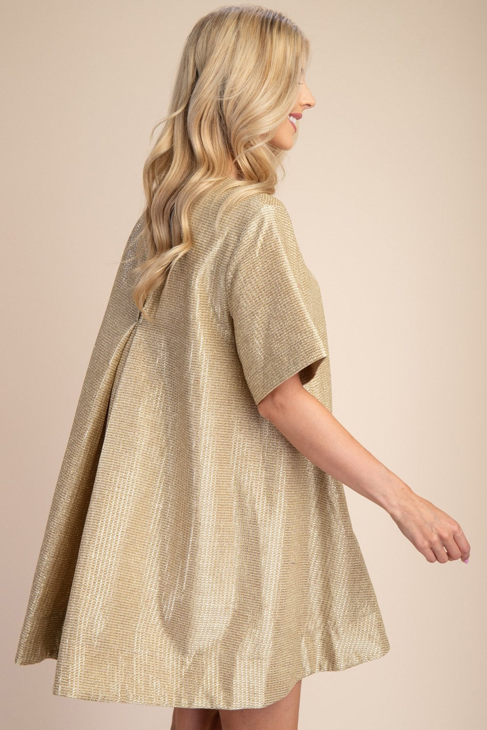 TEXTURED METALLIC SHORT DRESS