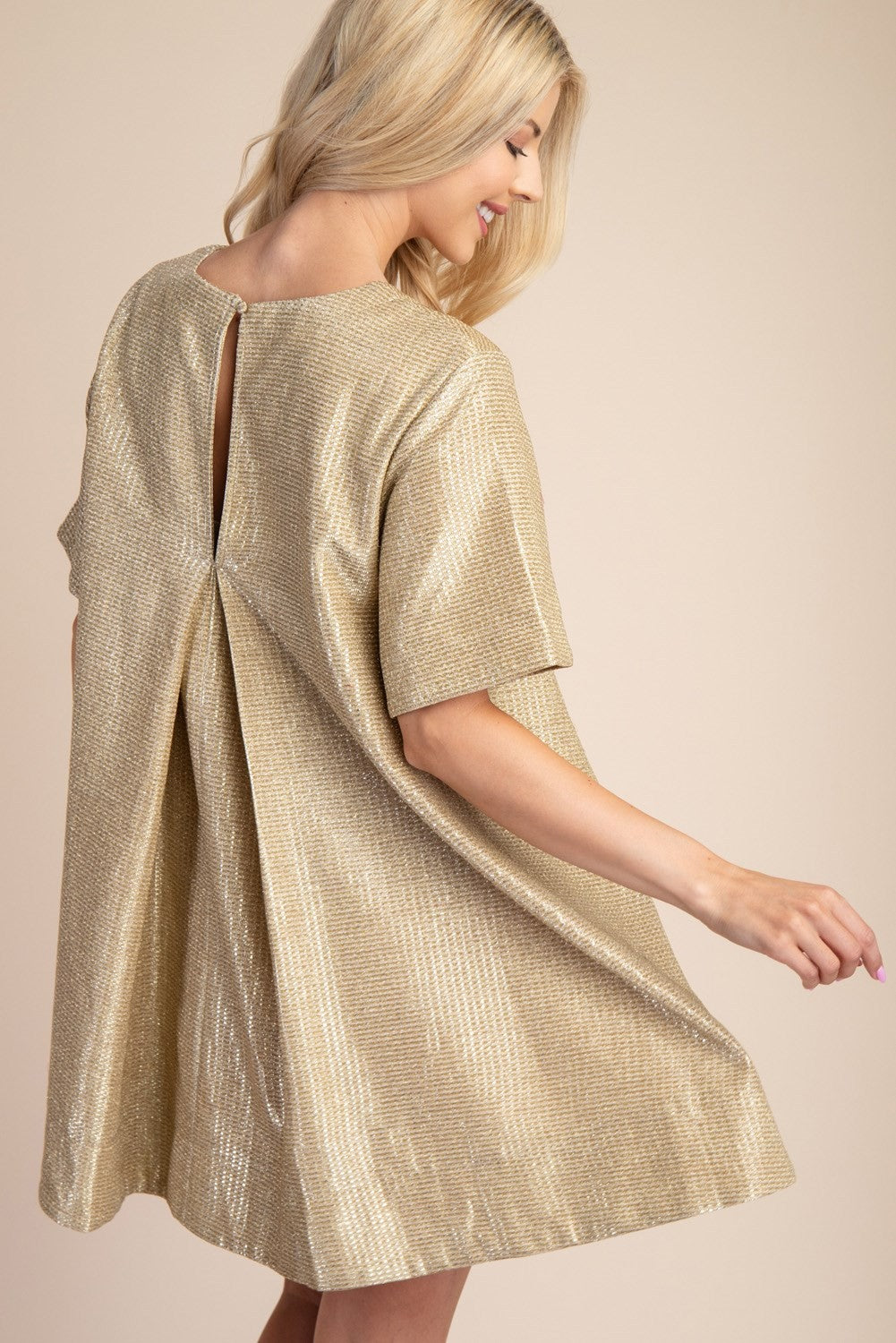 TEXTURED METALLIC SHORT DRESS