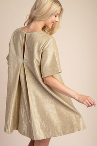 TEXTURED METALLIC SHORT DRESS