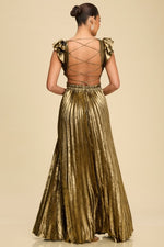 Load image into Gallery viewer, METALLIC PLEATED MAXI DRESS
