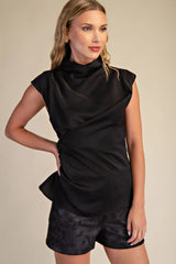 CAP SLEEVE MOCK NECK TOP