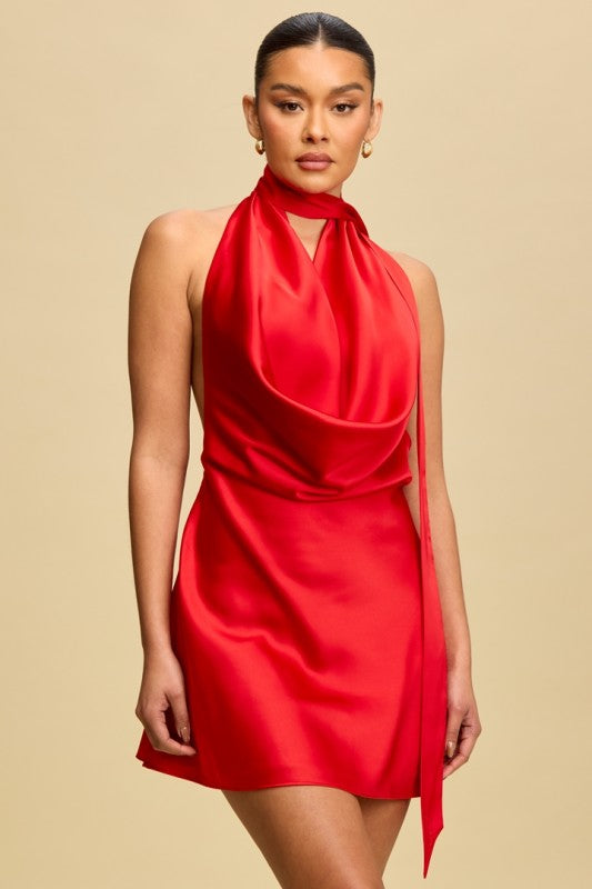 HALTER SATIN DRESS