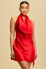 Load image into Gallery viewer, HALTER SATIN DRESS
