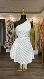 Load image into Gallery viewer, PLEATED ONE SHOULDER SATIN DRESS
