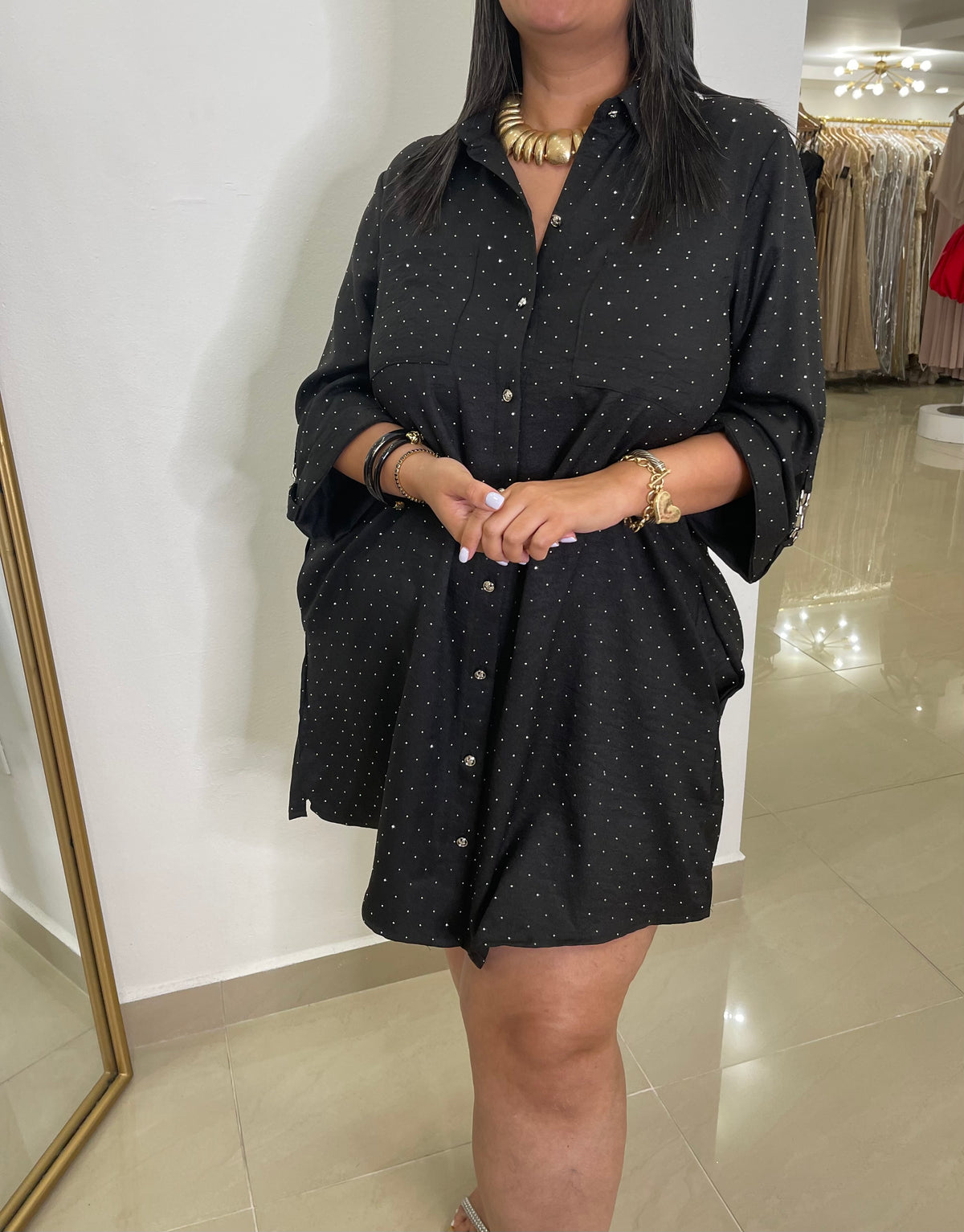 Dots Detail Tunic Dress