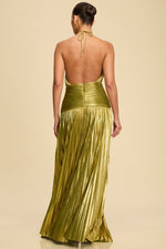 Load image into Gallery viewer, PLEATED SATIN DRESS
