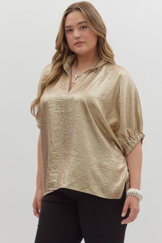 Gold Satin Oversized Top
