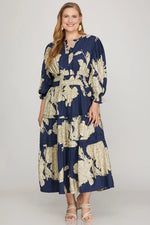 Load image into Gallery viewer, #14 Navy Printed Midi Dress
