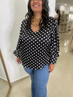 Load image into Gallery viewer, Satin Polka Dots Blouse
