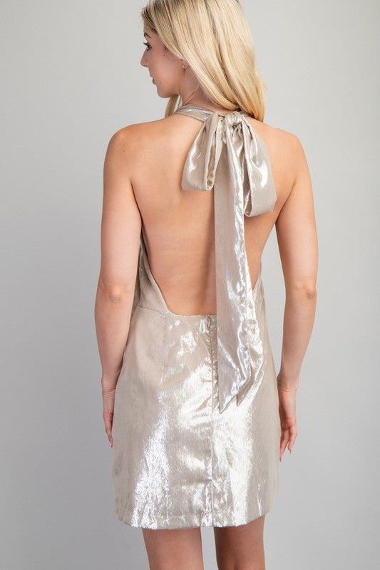 Champagne Mini Halter Dress