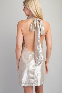 Champagne Mini Halter Dress