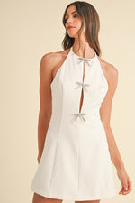 Load image into Gallery viewer, HALTER BOW DETAILED MINI DRESS
