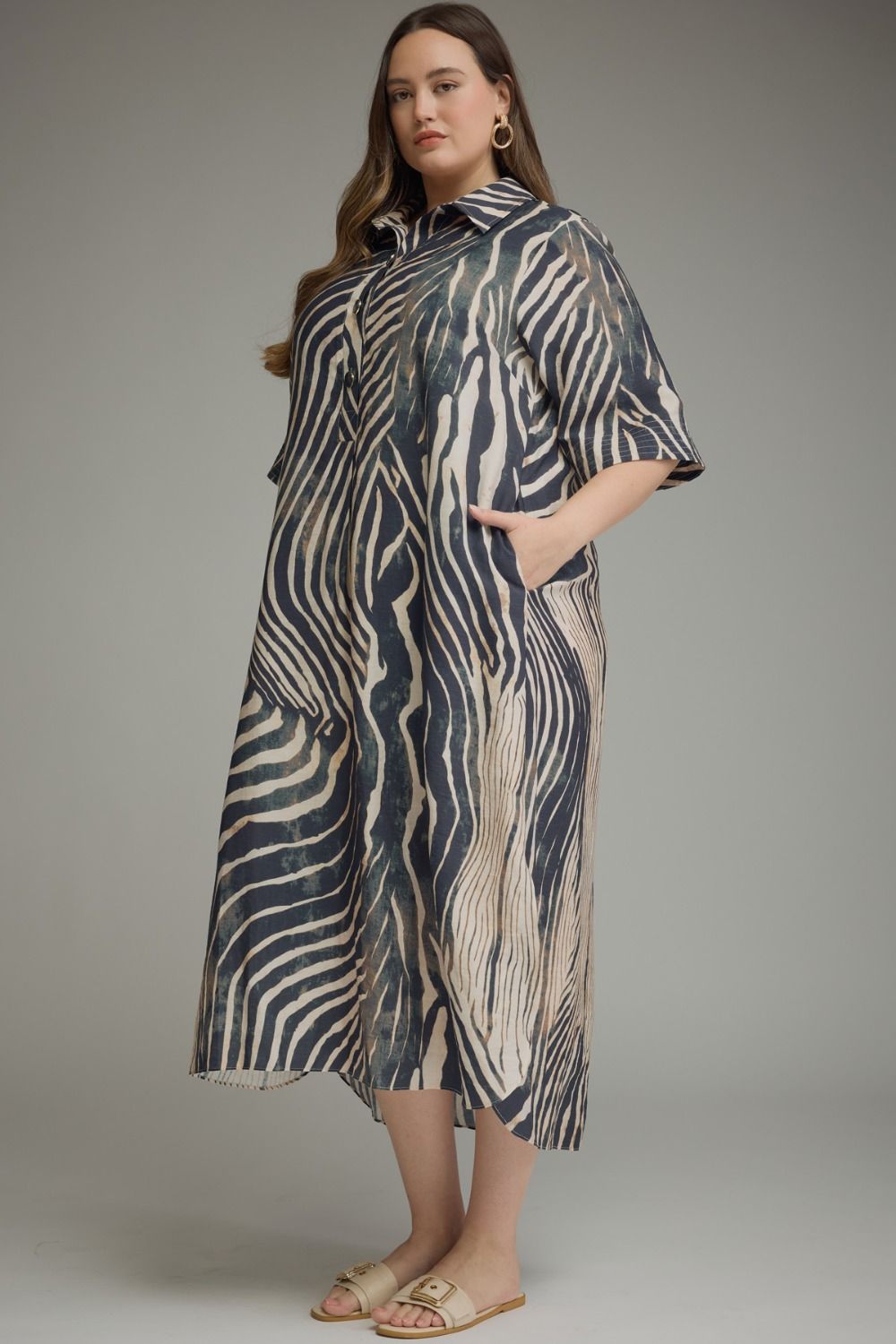 Zebra Printed Midi Dress