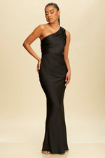 Load image into Gallery viewer, BLACK ONE SHOULDER DRESS
