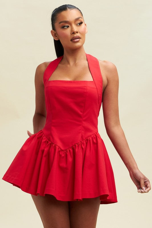 MINI CORSET HALTER DRESS