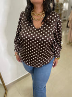 Load image into Gallery viewer, Satin Polka Dots Blouse
