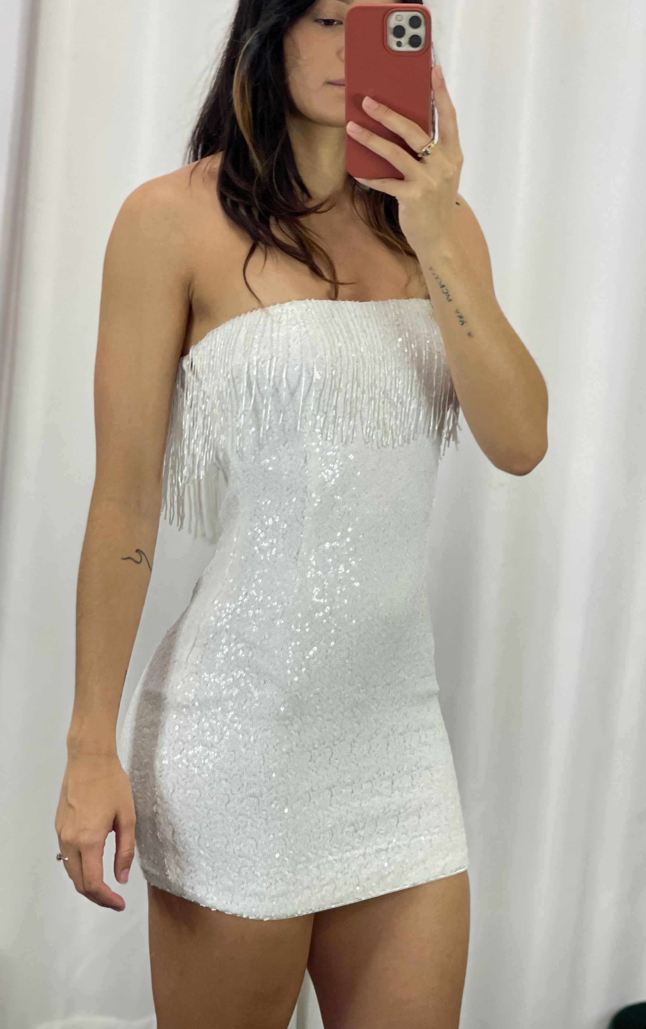 **SALE** White Sequins Mini Dress
