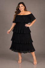 Load image into Gallery viewer, Pleated Multi Layers Midi Dress
