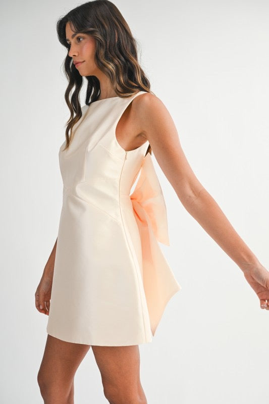 SATIN BACK BOW MINI DRESS