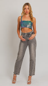 **SALE** SEQUINS CROP TOP