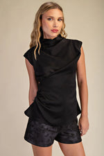 Load image into Gallery viewer, CAP SLEEVE MOCK NECK TOP
