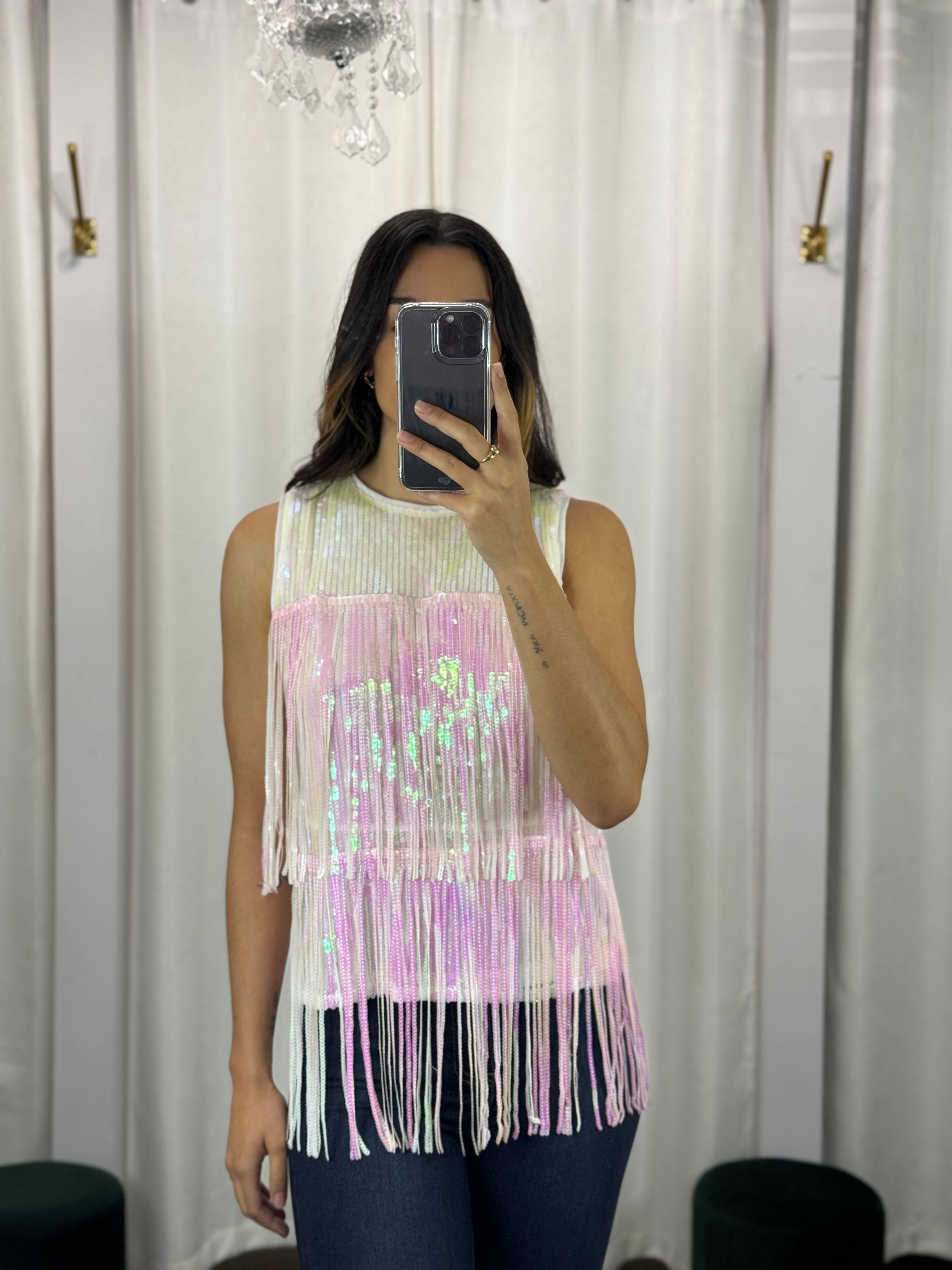 **SALE** Fringe Sequins Top