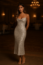 Load image into Gallery viewer, SEQUINS MIDI DRESS
