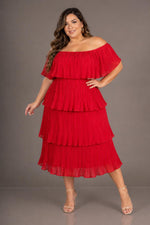 Load image into Gallery viewer, Pleated Multi Layers Midi Dress
