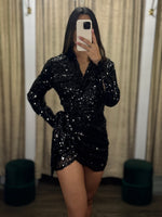 Load image into Gallery viewer, Black Sequins Dress
