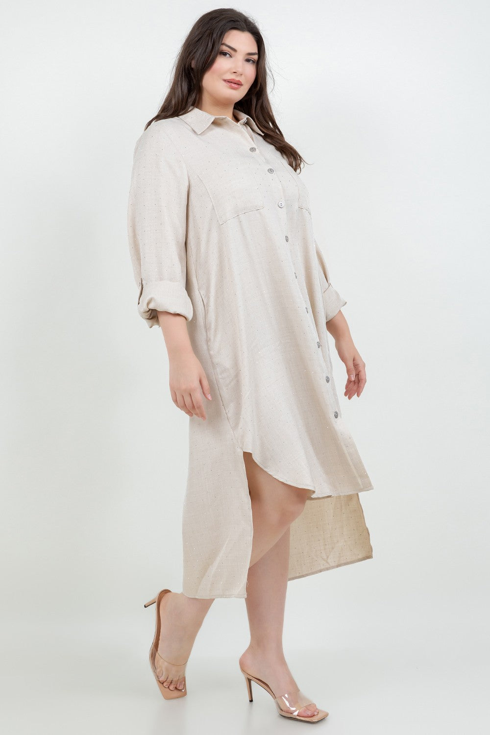 #8 Beige Dots Details HI LO Dress