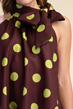 Load image into Gallery viewer, TIE NECK POLKA DOT MINI DRESS

