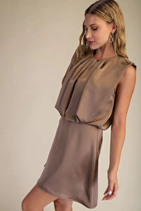 SLEEVELESS ROUND NECK MINI DRESS