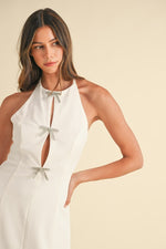 Load image into Gallery viewer, HALTER BOW DETAILED MINI DRESS
