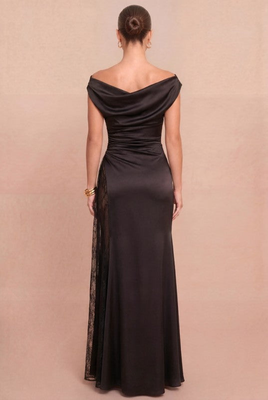 BLACK SATIN DRESS