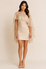 Load image into Gallery viewer, SATIN MINI DRESS WITH CAPE
