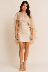 SATIN MINI DRESS WITH CAPE
