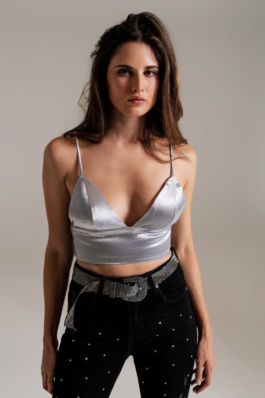 **SALE** Silver Crop Top