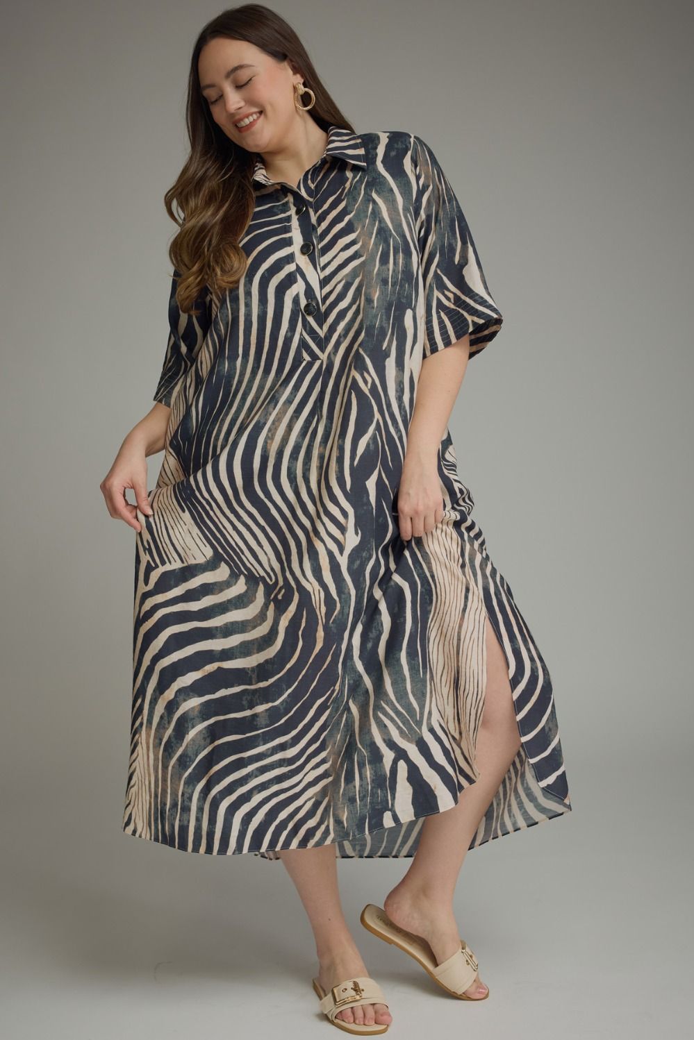 Zebra Printed Midi Dress