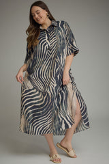 Zebra Printed Midi Dress