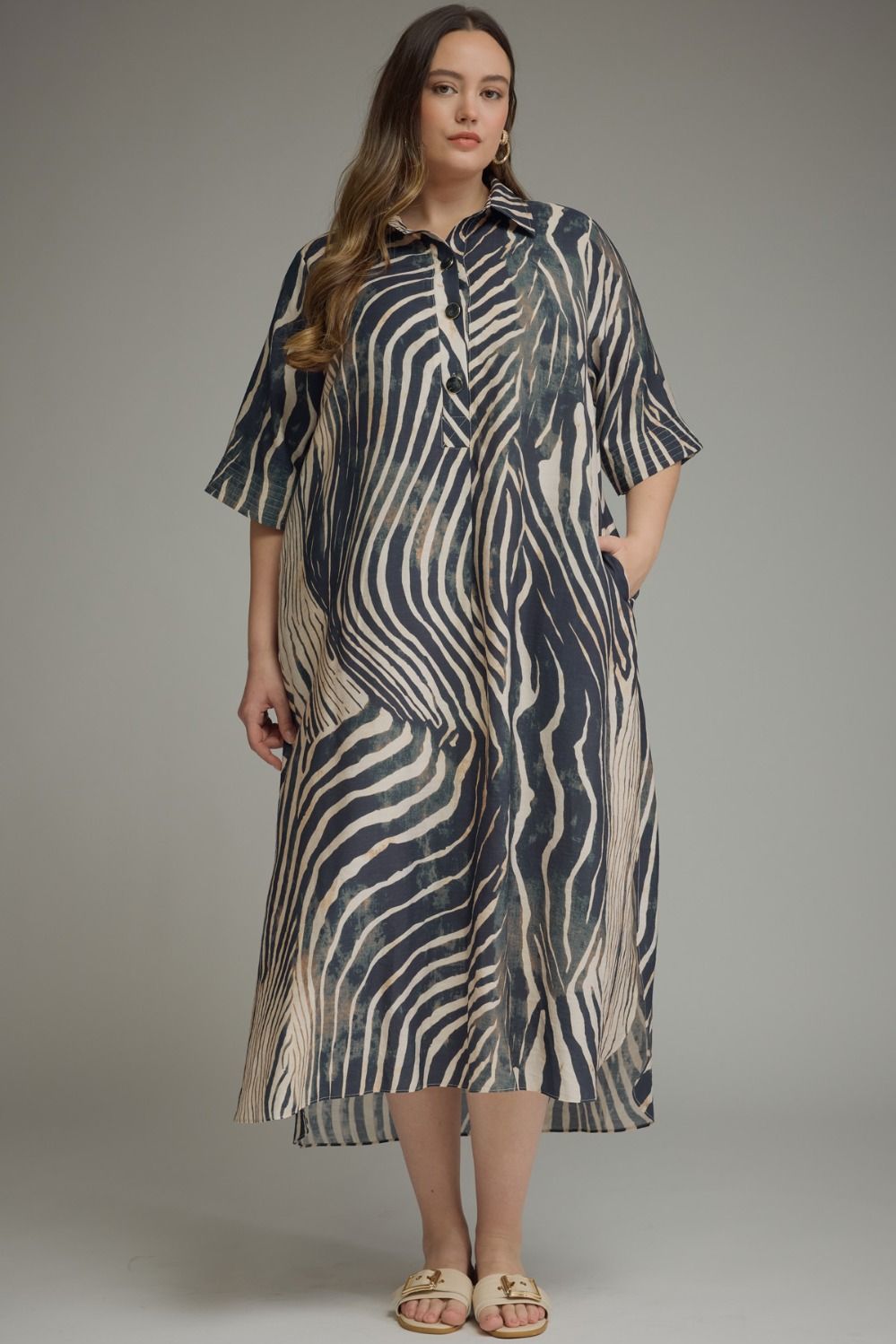 Zebra Printed Midi Dress