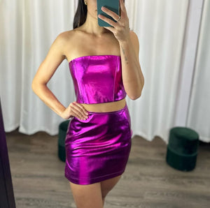 **SALE** METALLIC STRAPLESS TOP